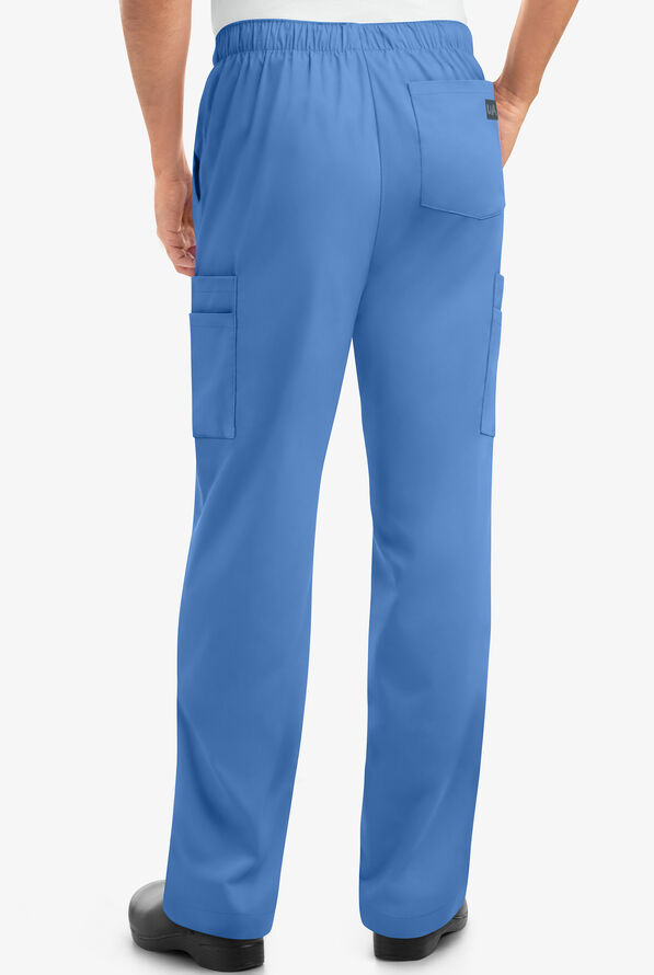 Butter-Soft Core Men's 7-Pocket Zip Front Cargo Scrub Pants - Ceil Blue - 2