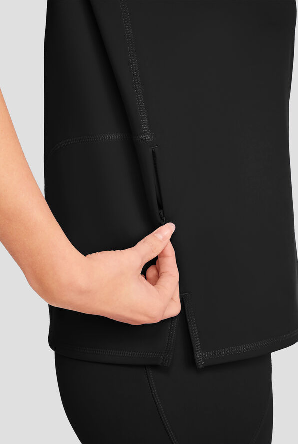 Med Couture Amp Knit Women's 2-Pocket STRETCH Crew Neck Scrub Top - Black - 3