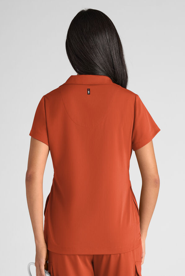 Grey's Anatomy by Barco Emerge Emery Women's 3-Pocket STRETCH Collar V-Neck Scrub Top - Warm Sienna - 3