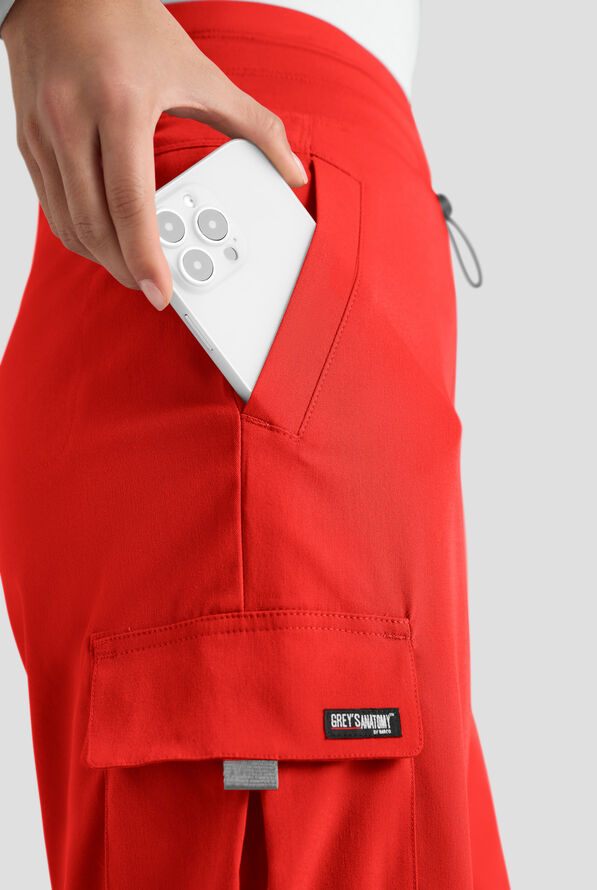 Pantal&oacute;n m&eacute;dico Grey's Anatomy by Barco Emerge Teagan STRETCH de tiro alto con piernas anchas y 6 bolsillos para mujer - Sunset Orange - 4