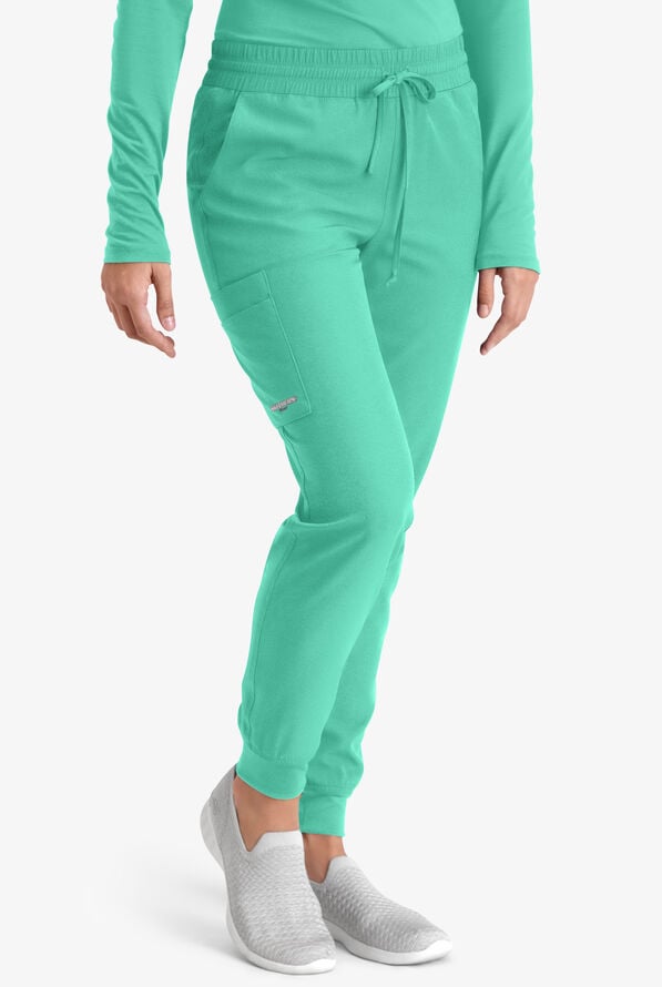 Skechers by Barco Theory Women's 4-Pocket STRETCH Cargo Jogger Scrub Pants - Light Jade - 1