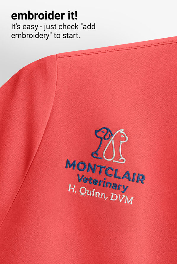 Easy STRETCH Lina Mitered Women's 4-Pocket V-Neck Scrub Top - Radiant Red - 5