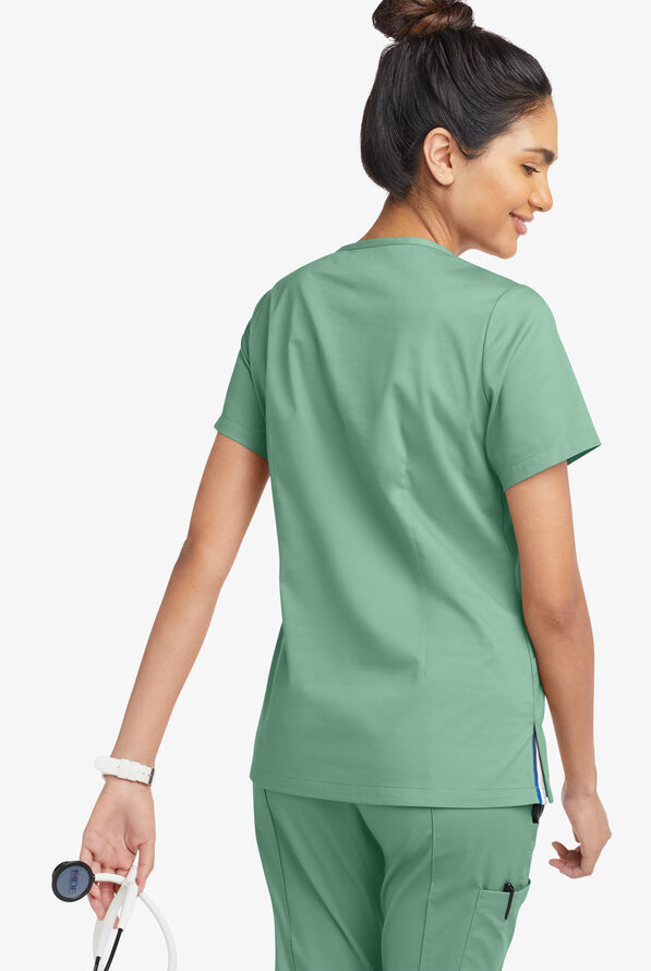Blusa m&eacute;dica UA Butter-Soft STRETCH con tapeta con ribete deportivo y 6 bolsillos para mujer - Water Mint - 4
