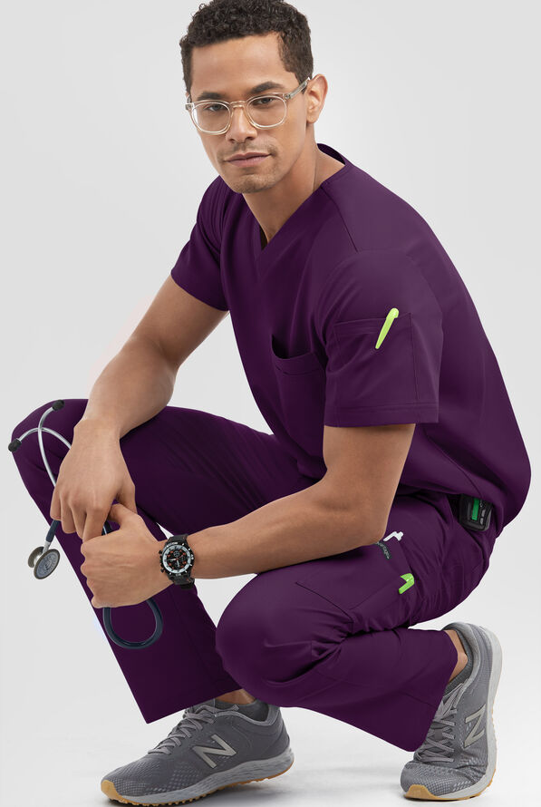 Advantage STRETCH Men's 8-Pocket Cargo Scrub Pants - Eggplant - 3