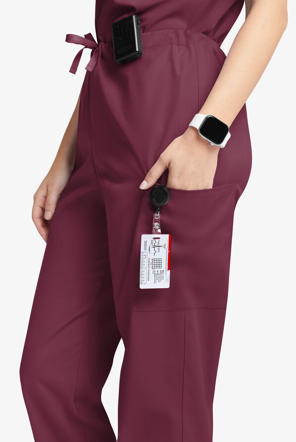 Butter-Soft Originals Unisex 4-Pocket Drawstring Relaxed Straight Leg Scrub Pants - Wine - 2