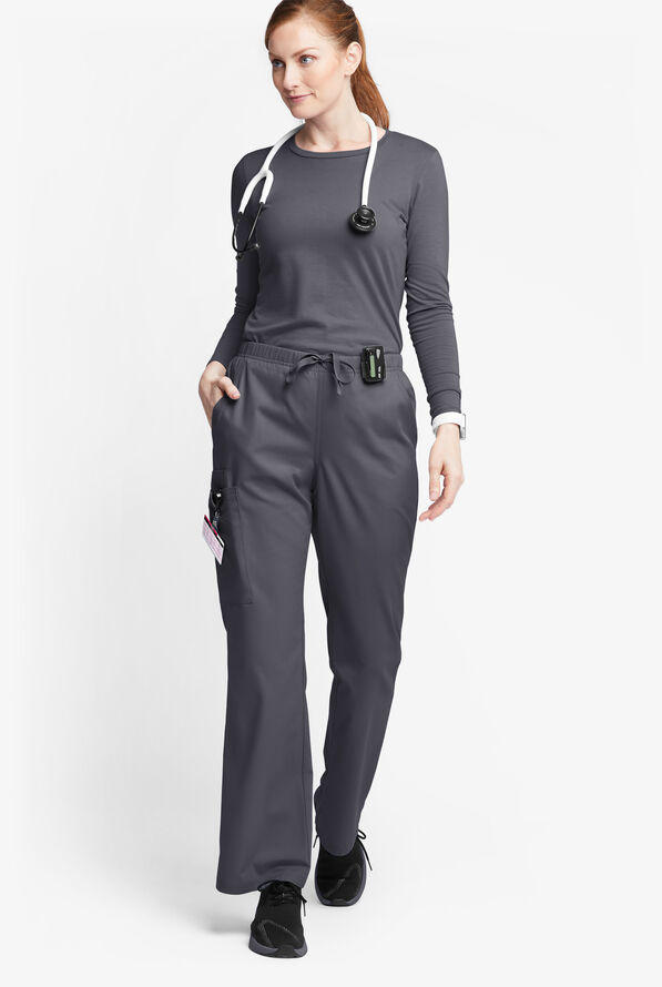 Butter-Soft Originals Women's 6-Pocket Mid Rise Flare Leg Scrub Pants - Tall - Pewter - 4