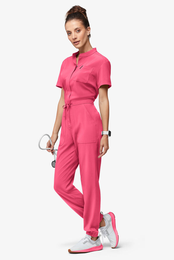 Mono médico Easy STRETCH Allie con mangas cortas y 6 bolsillos para mujer - Strawberry Fizz - 1