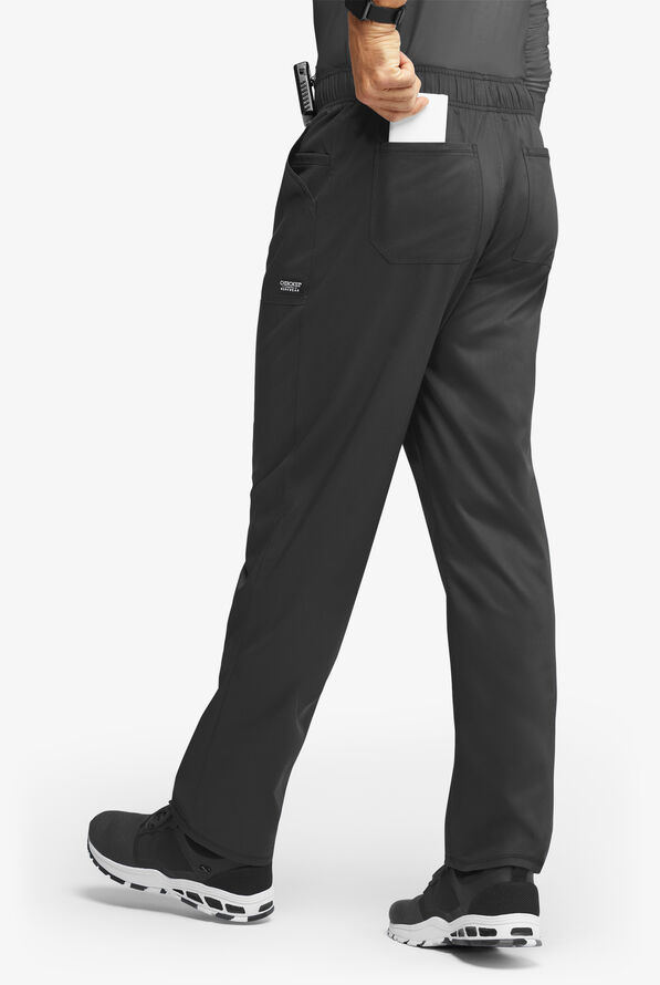 UA Exclusive Cherokee Workwear Revolution Men's 5-Pocket STRETCH Mesh Trim Drawstring Scrub Pants - Black - 2