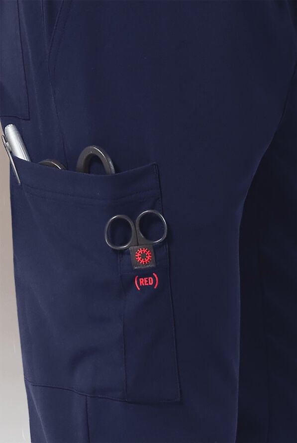 Hypothesis (RED) Men's 8-Pocket STRETCH Straight Leg Cargo Scrub Pant - Navy - 2