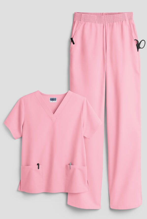 Strictly Scrubs Women's 4-Pocket Scrub Set - Blush - 1