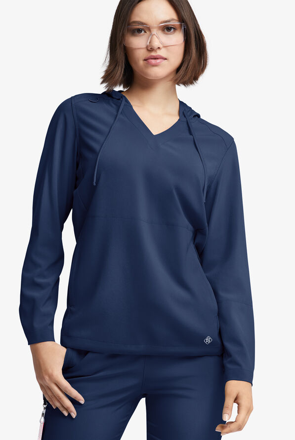 Easy STRETCH Billie Women’s 4-Pocket Pullover Scrub Hoodie - Blueberry Crush - 2