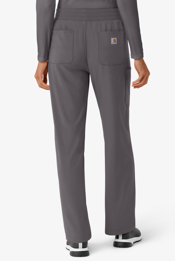 Pantalón médico Carhartt Cross-Flex Force STRETCH de corte acampanado estilo cargo con cordón convertible y 6 bolsillos para mujer - Pewter - 2