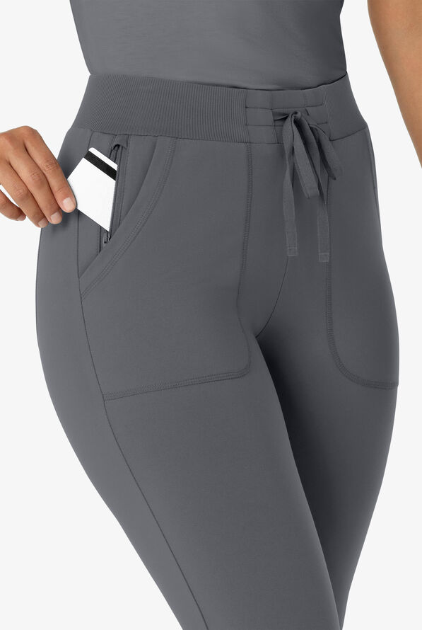 Wink Renew Knit Women's 5-Pocket STRETCH Ankle Zip Track Scrub Pants - Pewter - 3