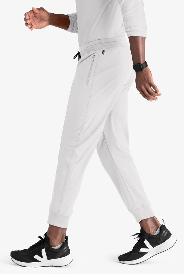 Grey's Anatomy by Barco Spandex STRETCH Murphy Men's 5-Pocket Cargo Jogger Scrub Pants - White - 2
