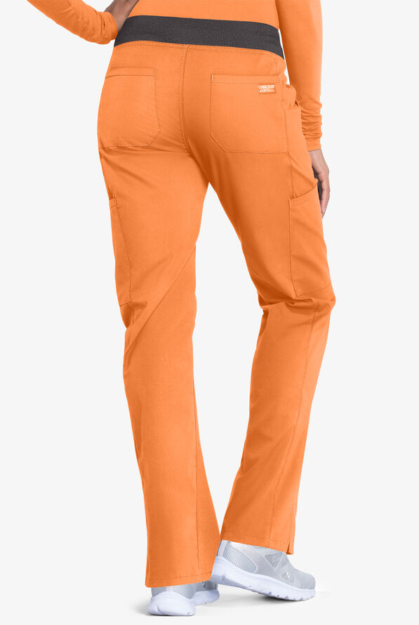 Cherokee Workwear Professionals Women's 6-Pocket STRETCH Pull-On Scrub Pants - Fresh Orange/Pewter - 2