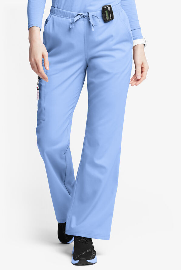 Butter-Soft Originals Women's 6-Pocket Mid Rise Flare Leg Scrub Pants - Ceil Blue - 1