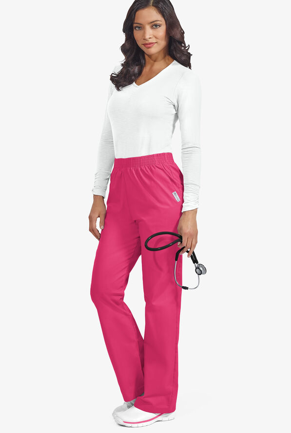 UA Best Buy Scrubs Women's 2-Pocket Elastic Waist Pants - Tall - Fuchsia - 2