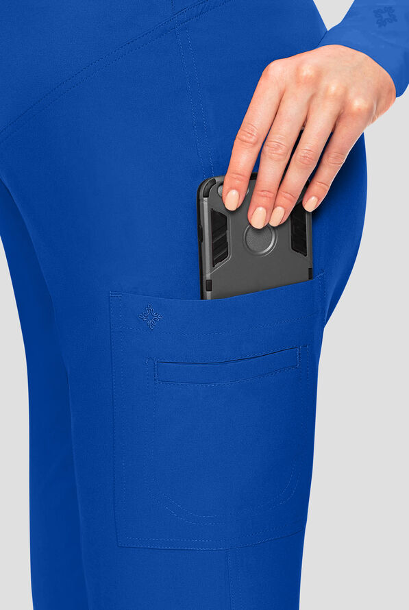 Med Couture Touch Maternity Women's 1-Pocket STRETCH High Waist Straight Leg Scrub Pant - Royal - 3