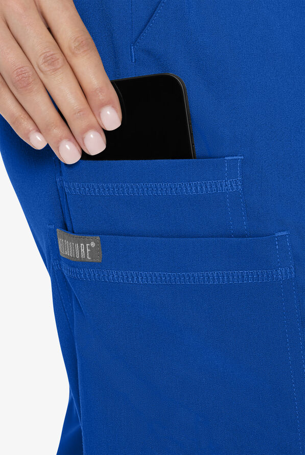 Med Couture Touch Women's 6-Pocket STRETCH High Waisted Double Cargo Jogger Scrub Pants - Royal - 3