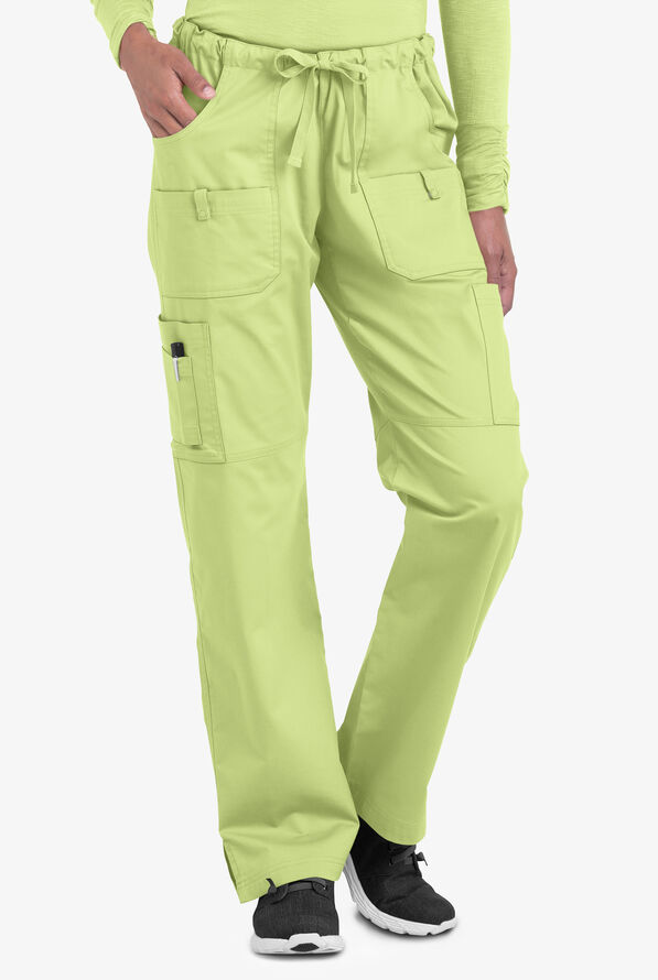 Butter-Soft STRETCH Women's 10-Pocket Drawstring Scrub Pants - Tall - Cool Matcha - 1
