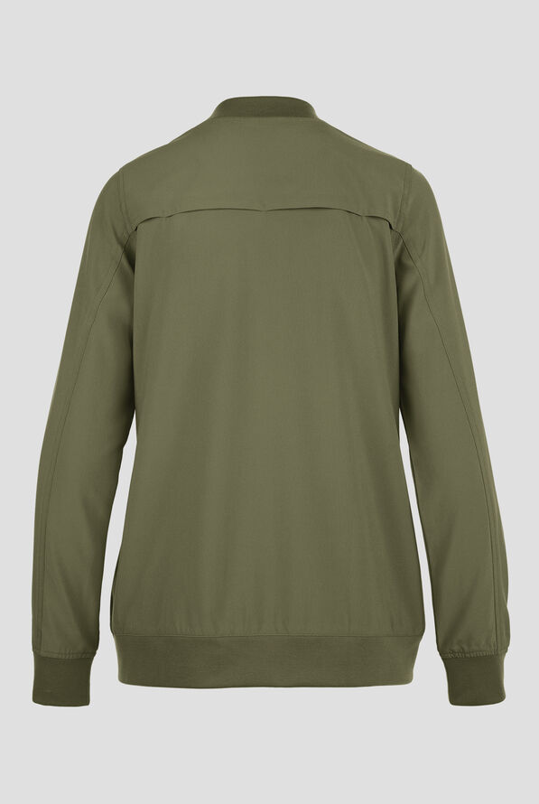 Carhartt Force Cross-Flex Rugged Flex Women's 6-Pocket Rib Trim Lightweight Zip Bomber Scrub Jacket - Olive - 2