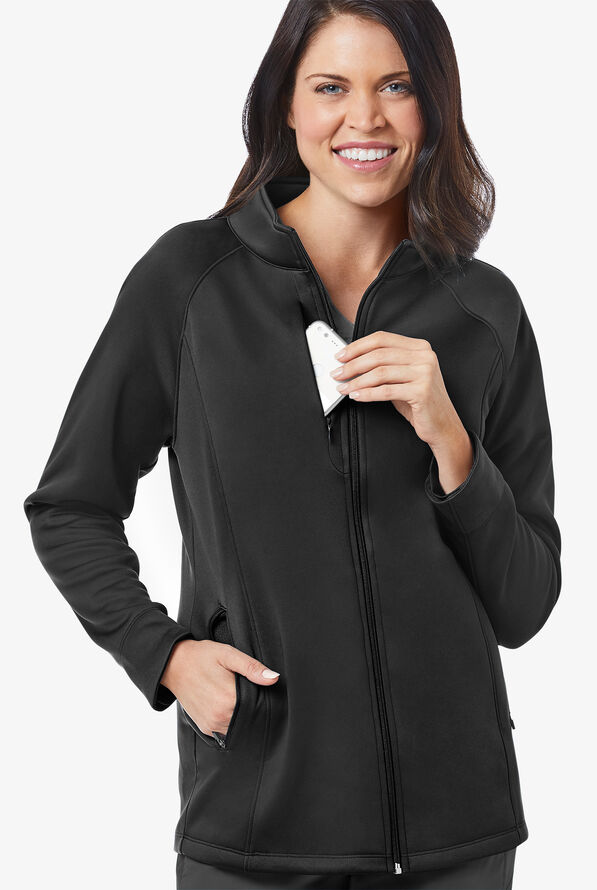 Maevn Blaze Women's 5Pocket Zip Front Raglan Sleeve Fleece Scrub