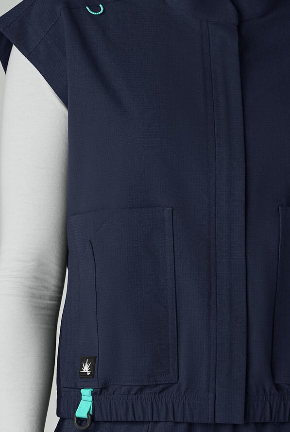 koi Solis Eloise Women's 4-Pocket STRETCH Zip Front Scrub Vest - Navy - 3