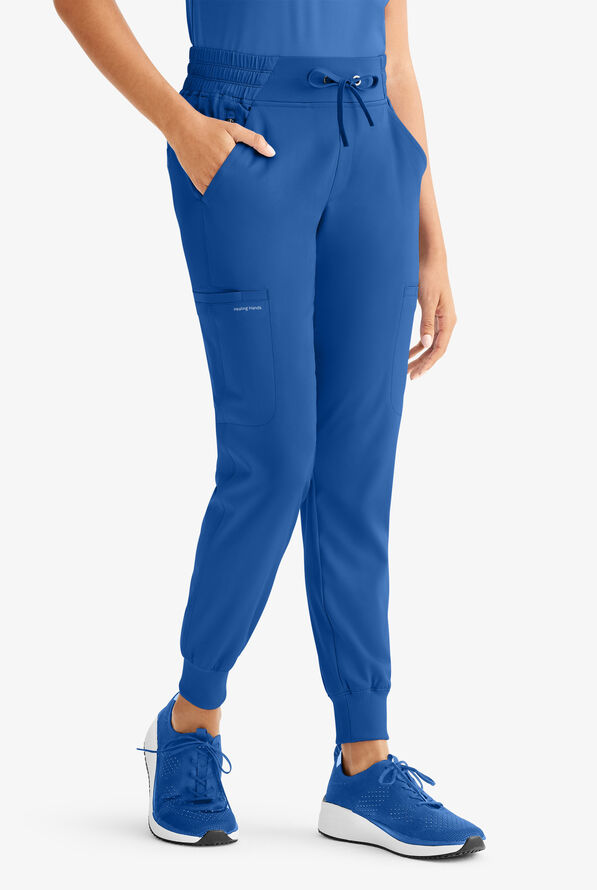 HH Works by Healing Hands Rhea Women's 6-Pocket STRETCH Cargo Jogger Scrub Pants - Royal - 1