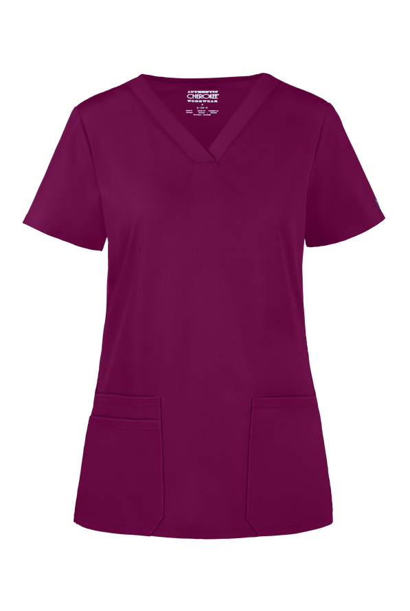 Cherokee Workwear WW645 VNeck Rib Knit Scrub Top, Fashion Scrubs