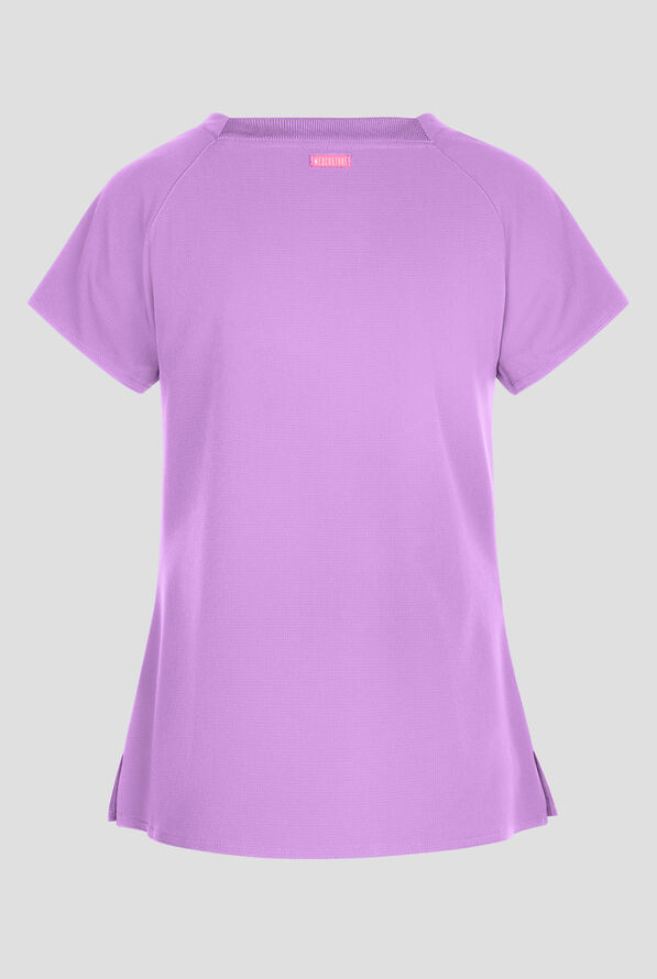 Med Couture Amp Women's 3-Pocket STRETCH Raglan Sleeve Square Neck Scrub Top - Digital Lavendar - 4
