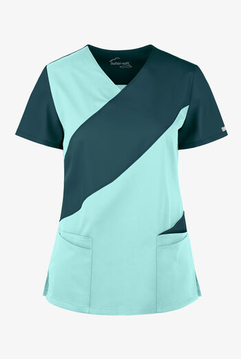 Blusa m&eacute;dica UA Butter-Soft STRETCH asim&eacute;trica con 5 bolsillos para mujer