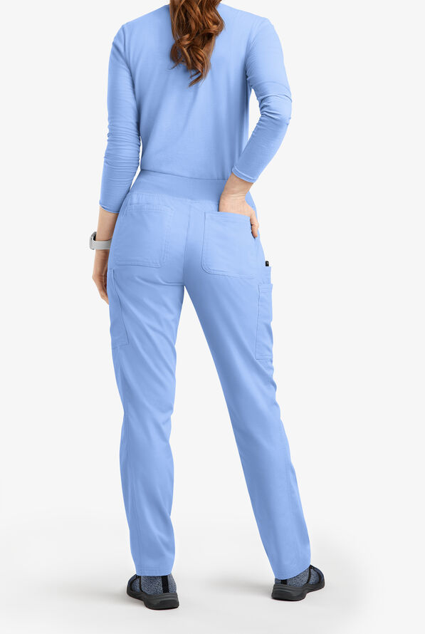 Pantal&oacute;n m&eacute;dico Butter-Soft Originals de tiro medio estilo yoga con piernas entalladas y 5 bolsillos para mujer - Ceil Blue - 3