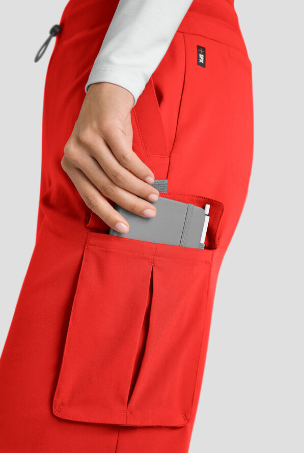 Pantal&oacute;n m&eacute;dico Grey's Anatomy by Barco Emerge Teagan STRETCH de tiro alto con piernas anchas y 6 bolsillos para mujer - Sunset Orange - 5