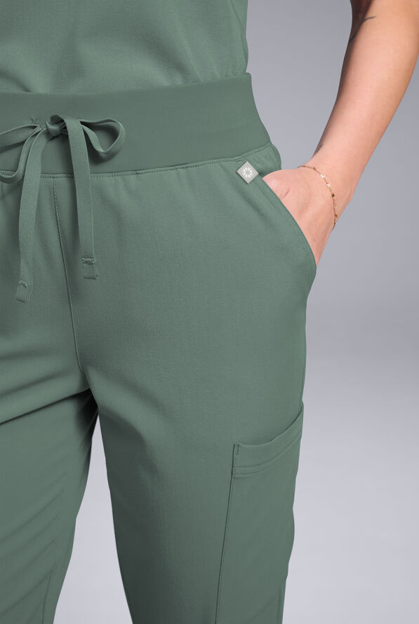 Hypothesis Women's Base 7-Pocket Straight Leg Cargo Scrub Pant - Olive - 7