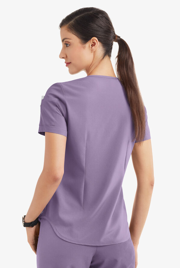 Easy STRETCH Chloe Women's 3-Pocket V-Neck Tuck-In Scrub Top - Purple Dusk - 4