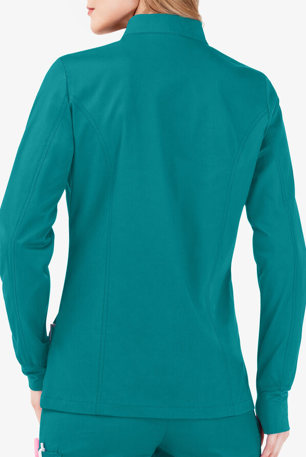 Butter-Soft STRETCH Women's 3-Pocket Zip Front Scrub Jacket - Teal - 4