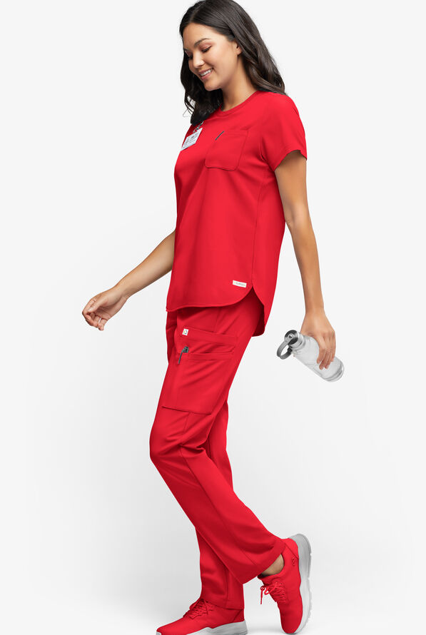 Pantalón médico ReSurge Topaz con cordón ajustable y 11 bolsillos para mujer - Atomic Red - 4