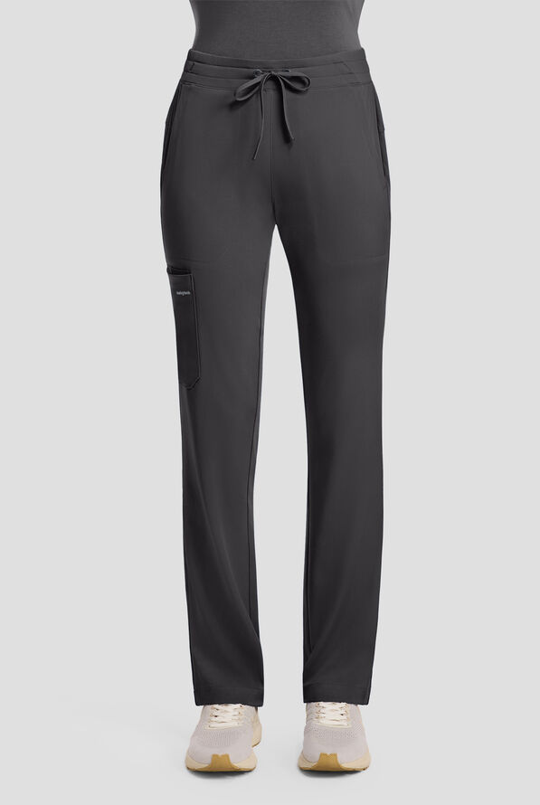 HH Works by Healing Hands Women's 5-Pocket STRETCH Straight Leg Drawstring Cargo Scrub Pants - Pewter - 1