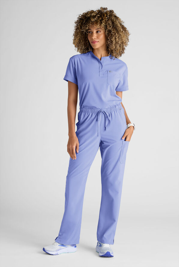 Easy STRETCH Eden Women's 4-Pocket Drawstring Scrub Pants - Petite - Ceil Blue - 8