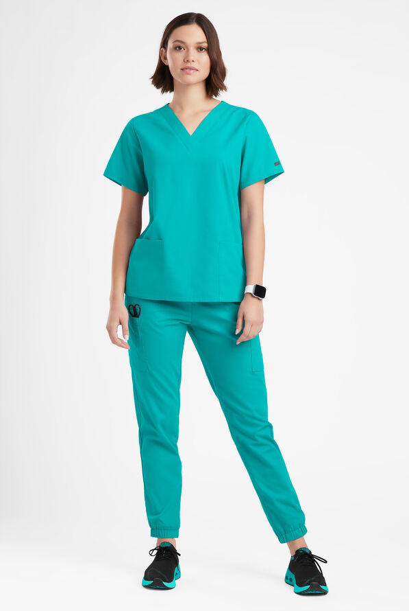 Butter-Soft Originals Women's 2-Pocket V-Neck Scrub Top - Bright Teal - 2
