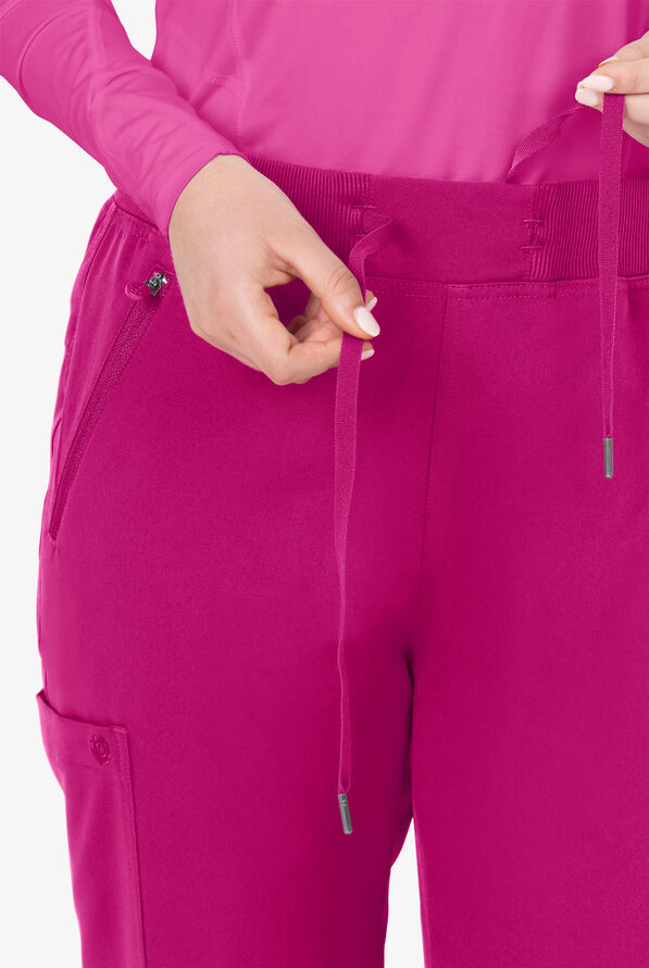 UA Exclusive Bella by Zavate Ivy Women's 5-Pocket STRETCH Drawstring Scrub Pants - Raspberry - 2