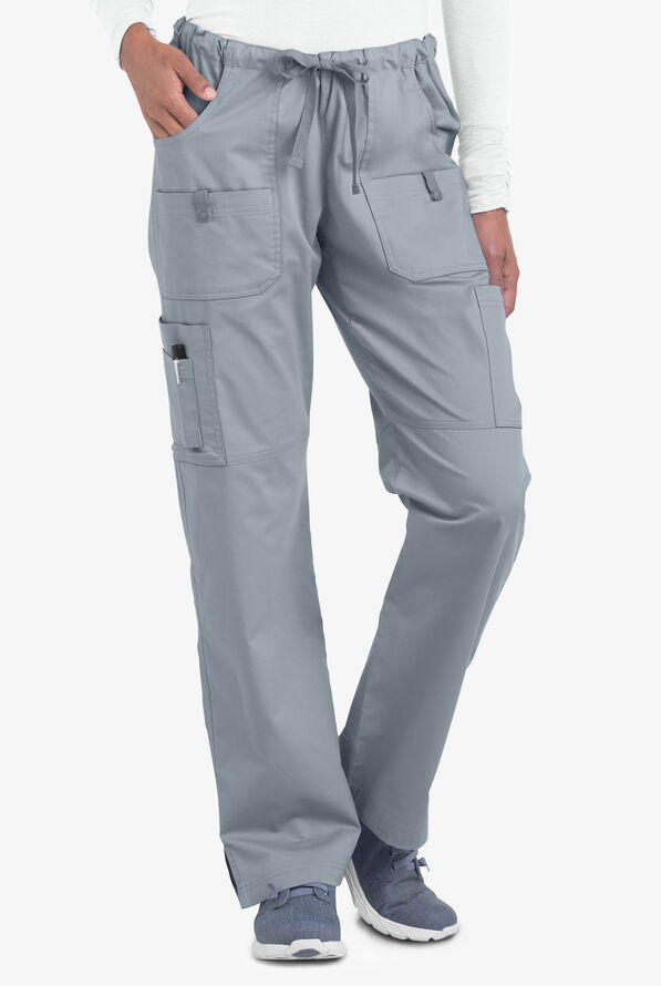 Butter-Soft STRETCH Women's 10-Pocket Drawstring Scrub Pants - Tall - Silver - 1