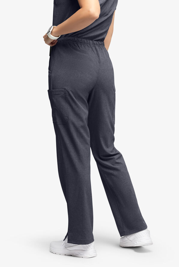 Easy STRETCH Eden Women's 4-Pocket Drawstring Scrub Pants - Petite - Charcoal Heather - 2