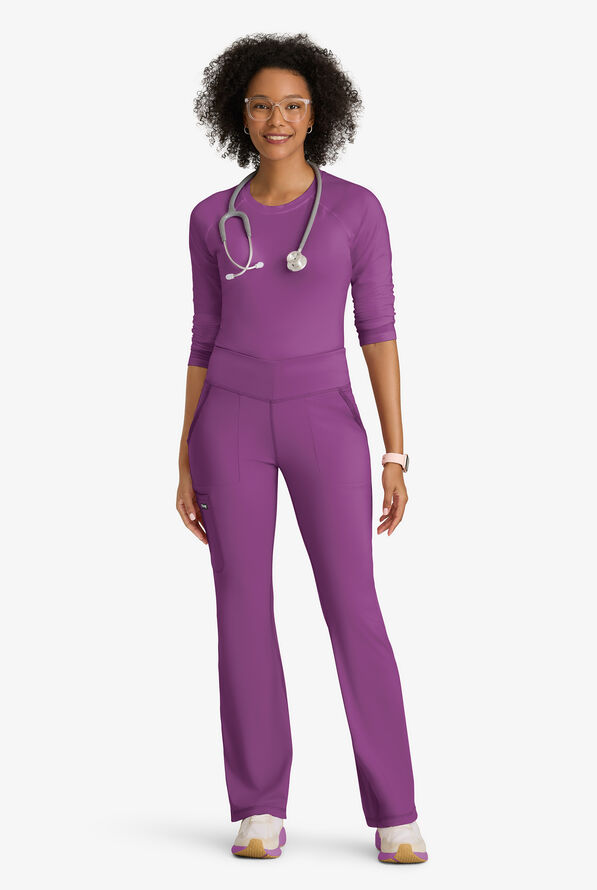 Grey's Anatomy by Barco Knit STRETCH Swift Women's 5-Pocket Fit & Flare Cargo Scrub Pants - Imperial Violet - 2