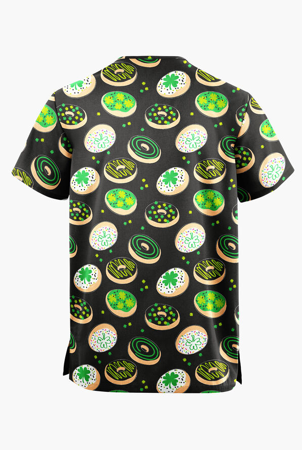 Butter-Soft Originals Lucky Donuts Unisex 2-Pocket V-Neck Print Scrub Top - null - 2