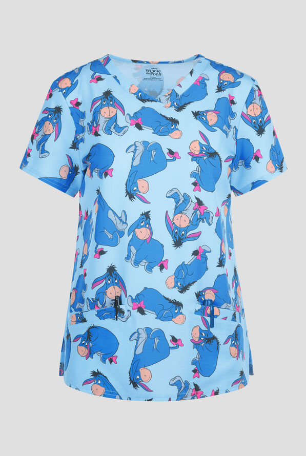 Winnie the Pooh's Eyore by Funscrubs Women's 2-Pocket STRETCH V-Neck Print Scrub Top - null - 1