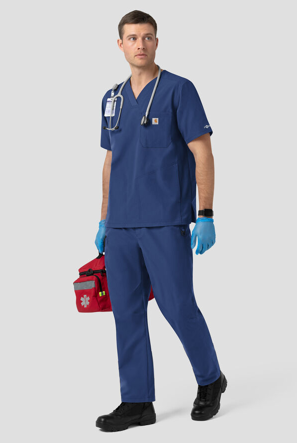 Pantal&oacute;n m&eacute;dico Carhartt FLD & RSCU STRETCH estilo cargo con piernas rectas y 6 bolsillos para hombre - Navy - 3