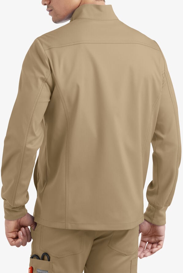 Advantage STRETCH Men's 4-Pocket Zip Front Warm-Up Scrub Jacket - Golden Sand - 2