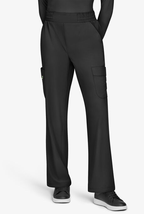 Planet koi Ayla Women's 6-Pocket STRETCH Flat Waist Rouched Cargo Convertible Wide Leg Scrub Pants