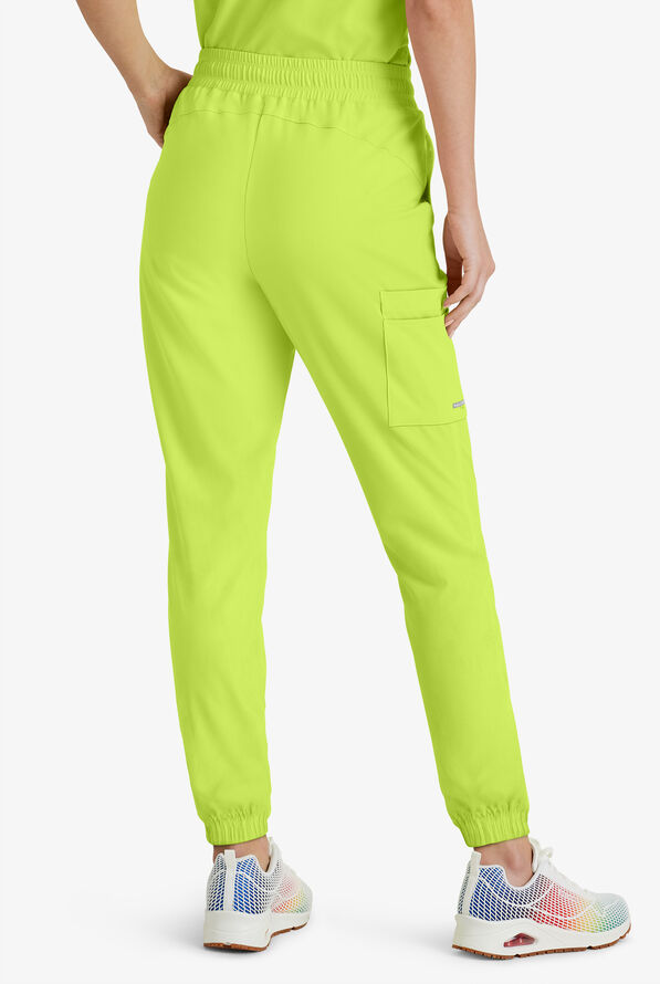 Skechers by Barco Theory Women's 4-Pocket STRETCH Cargo Jogger Scrub Pants - Lime Juice - 2